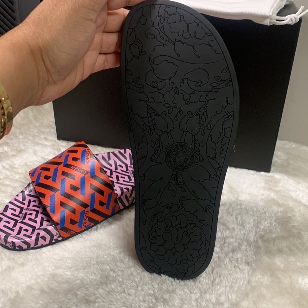 Versace La Greca Multicolored Slides - image 8